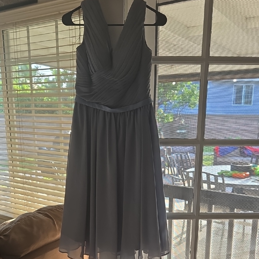 Elegant Sleeveless Chiffon Dress - Slate Blue